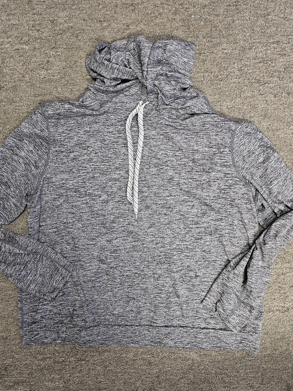 Heathered Gray Pullover Hoodie with Drawstring